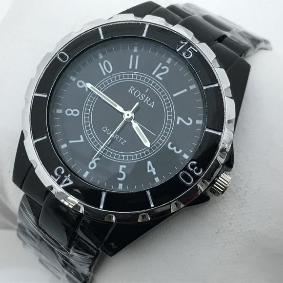 Bosra Other - Rosra Men Watch Black Tone Analog Rotating Bezel